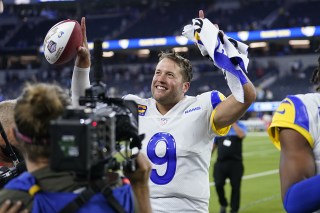 Los Angeles Rams quarterback Matthew Stafford reacts after an NFL football game against the Chicago Bears, in Inglewood, Calif
Bears Rams Football, Inglewood, United States - 12 Sep 2021
