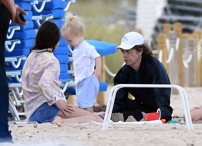 Mick Jagger Enjoys The Beach