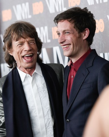 Executive producer Mick Jagger and his son, actor James Jagger, attend the premiere of HBO's new drama series "Vinyl", at the Ziegfeld Theatre, in New YorkNY Premiere of HBO's "Vinyl", New York, USA