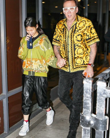 West Hollywood, CA  - *EXCLUSIVE*  - Hollywood A-lister Nicolas Cage, his pregnant wife Riko Shibata, and his son Weston, were seen exiting Toku Unagi & Sushi in West Hollywood after enjoying dinner together.Pictured: Nicolas Cage, Riko ShibataBACKGRID USA 19 APRIL 2022 USA: +1 310 798 9111 / usasales@backgrid.comUK: +44 208 344 2007 / uksales@backgrid.com*UK Clients - Pictures Containing ChildrenPlease Pixelate Face Prior To Publication*
