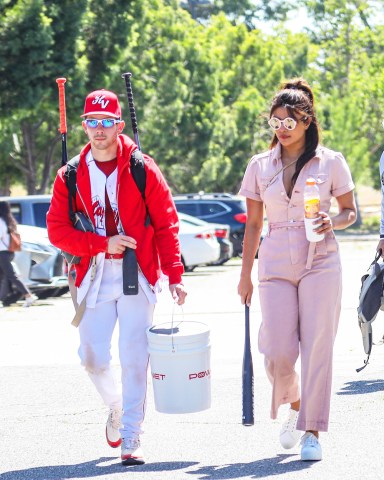 Encino, CA  - Nick Jonas and Priyanka Chopra at his baseball game in Encino.  Pictured: Nick Jonas, Priyanka Chopra  BACKGRID USA 22 MAY 2022   USA: +1 310 798 9111 / usasales@backgrid.com  UK: +44 208 344 2007 / uksales@backgrid.com  *UK Clients - Pictures Containing Children Please Pixelate Face Prior To Publication*