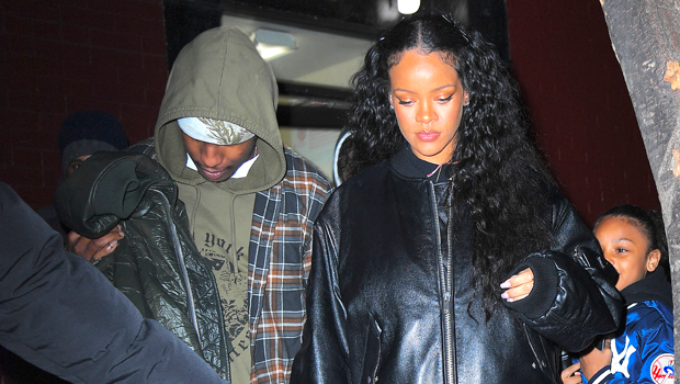 Rihanna rocks an all-black look while stepping out for dinner with