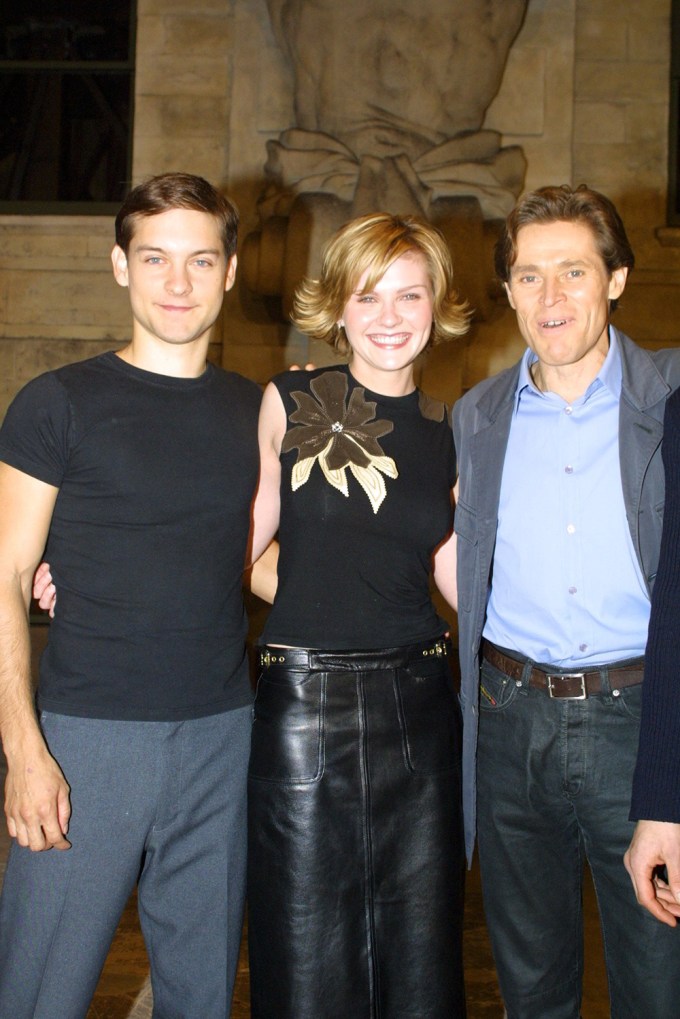 Tobey Maguire, Kirsten Dunst, And Willem Dafoe At The Spider-Man Press Conference