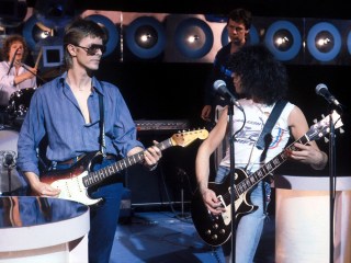 Editorial use only
Mandatory Credit: Photo by ITV/Shutterstock (697210aa)
'Marc'  TV - 1977 - David Bowie makes a rare television appearance as co-host in the last of this series of shows, in which  Marc Bolan was resident host.
ITV ARCHIVE