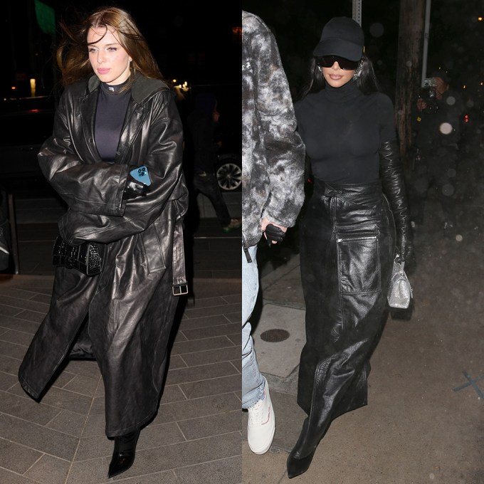 Kim Kardashian & Julia Fox In Leather Looks