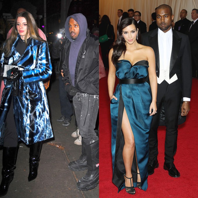 Kim Kardashian & Julia Fox In Blue-Hued Outfits