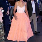 Kerry Washington Stuns In An Orange Tulle Dress, White Bustier And White Pumps Outside Good Morning America In New York City