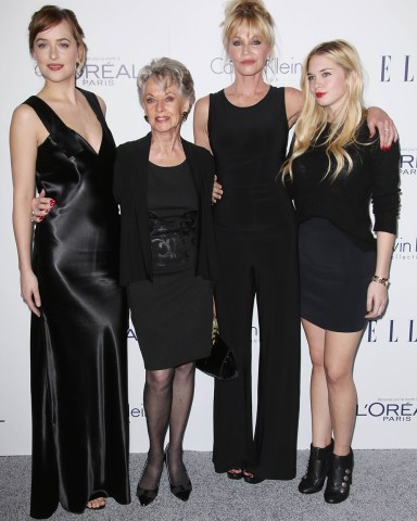 Dakota Johnson, Tippi Hedren, Melanie Griffith and Stella Banderas
ELLE Women in Hollywood Awards, Los Angeles, America - 19 Oct 2015