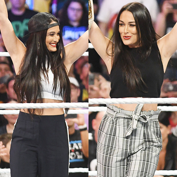 Brie and Nikki Bella don matching outfits while visiting SiriusXM