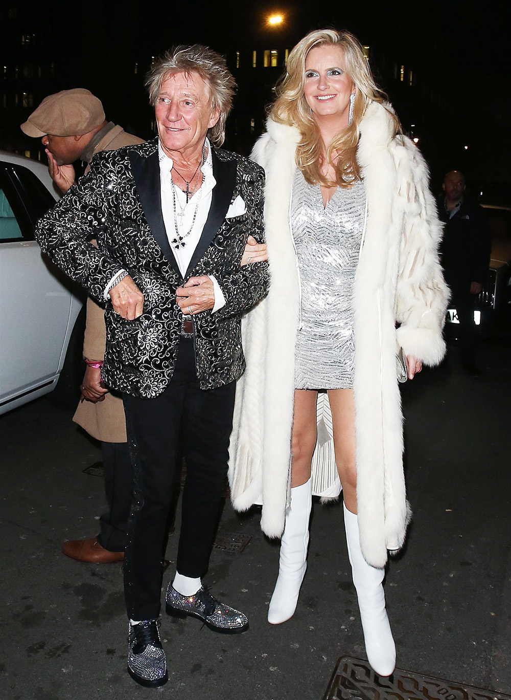 Rod Stewart and Penny Lancaster leaving Annabel's club birthday party in London