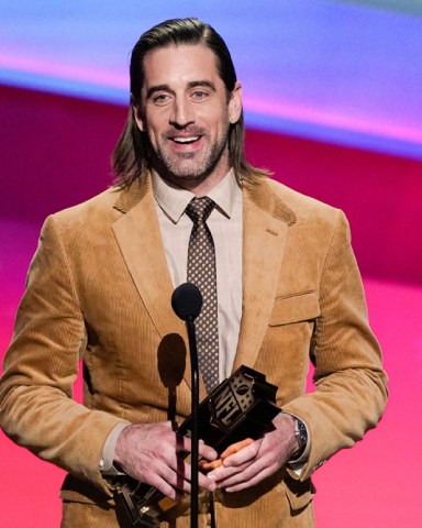 Aaron Rodgers of the Green Bay Packers receives the AP Most Valuable Player of the Year Award at the NFL Honors show, in Inglewood, CalifSuper Bowl NFL Honors, Inglewood, United States - 10 Feb 2022