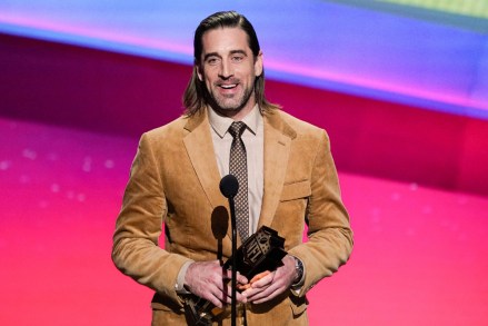 Aaron Rodgers of the Green Bay Packers accepts the AP Most Valuable Player of the Year Award during the NFL Honors Show, Inglewood, CASuper Bowl NFL Honors, Inglewood, USA - February 10, 2022