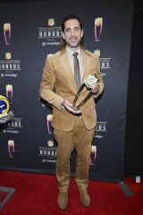 Green Bay Packers Aaron Rodgers poses with the AP Most Valuable Player trophy during the NFL Honors, in Los Angeles
NFL Honors, Los Angeles, United States - 10 Feb 2022