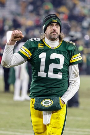 Green Bay Packers quarterback Aaron Rodgers (12) reacts as he walks off the field after an NFL game against the Minnesota Vikings on Sunday January 2.  2022, at Green Bay, Wis Vikings Packers Football, Green Bay, USA - January 03, 2022