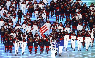 Athletes of the USA arrive for the Opening Ceremony of the Beijing 2022 Olympic Games at the National Stadium, also known as Bird's Nest, in Beijing China, 04 February 2022.
Opening Ceremony - Beijing 2022 Olympic Games, China - 04 Feb 2022