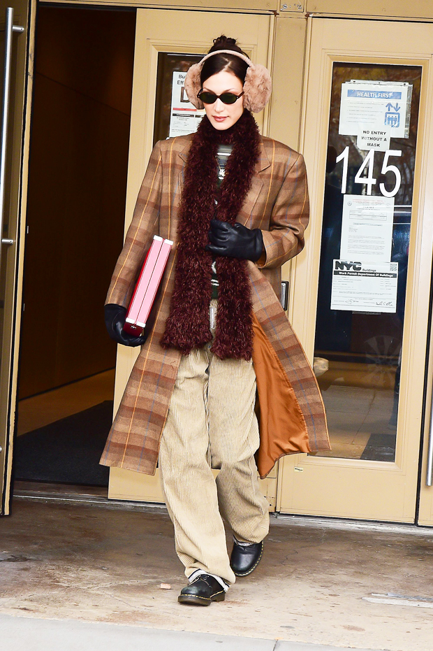 Bella Hadid Brown Oversized Trench Coat Street Style 2022