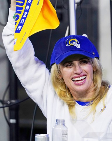 Actress Rebel Wilson cheers as the Los Angeles Rams take on the San Francisco 49ers in the NFL NFC Championship game, in Inglewood, Calif. The Rams defeated the 49ers 20-1749ers Rams Football, Inglewood, United States - 01 Jan 2019
