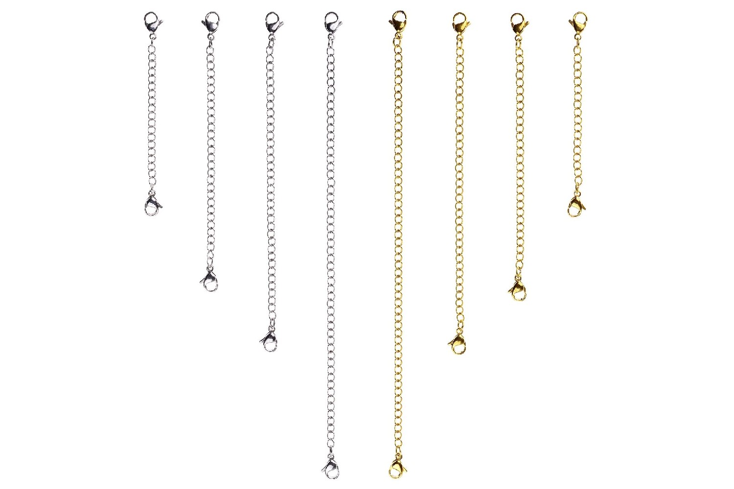Thunaraz 12pcs Stainless Steel Thin Delicate Necklace Extender Set Chain Necklace Extenders with 2 Lobster Clasps 2 2.7 4 6 