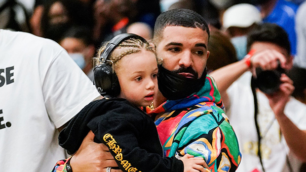 Drake and Son Adonis Watch Raptors-Lakers Game from Courtside Perch