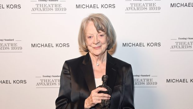 Maggie Smith, winner of Natasha Richardson Award for Best Actress Award in partnership with Christian Louboutin for 'A German Life' poses in the winners room at the 65th Evening Standard Theatre Awards In Association With Michael Kors at London Coliseum on November 24, 2019 in London, England. (Photo by David M. Benett/Dave Benett/Getty Images)