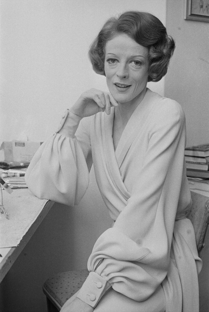 English actress Maggie Smith getting ready in the backstage while ill with the flu, UK, 23rd February 1973. (Photo by Steve Wood/Daily Express/Hulton Archive/Getty Images)