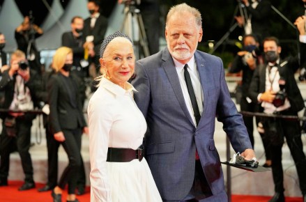 Helen Mirren, left, and Taylor Hackford pose for photographers upon arrival at the premiere of the film 'The Velvet Underground' at the 74th international film festival, Cannes, southern France
2021 The Velvet Underground Red Carpet, Cannes, France - 07 Jul 2021