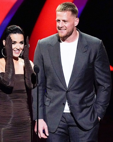 Katy Perry and A.J. Watt present the AP Defensive Player of the Year Award at the NFL Honors show, in Inglewood, Calif Super Bowl NFL Honors, Inglewood, United States - 10 Feb 2022