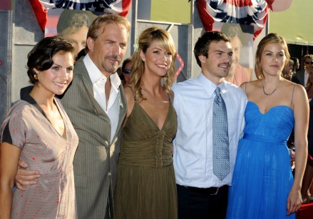 Kevin Costner (2nd-L), who stars in the motion picture comedy "Swing Vote", attends the premiere of the film with his wife Christine (C) and his children Lily, Joe and Annie at El Capitan Theatre in the Hollywood section of Los Angeles on July 24, 2008.
Movie Premeire, Los Angeles, California - 25 Jul 2008