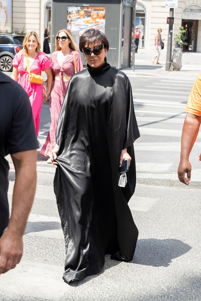 Kris Jenner In A Caped Black Dress