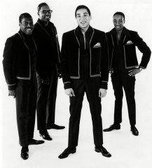 American R&B group The Miracles, L-R: Pete Moore, Bobby Rogers, Smokey Robinson, Ronald White, 1967.Historical Collection