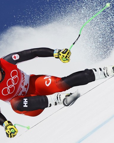 Broderick Thompson of Canada in action during the 2nd training run for the Men's Downhill race of the Alpine Skiing events of the Beijing 2022 Olympic Games at the Yanqing National Alpine Ski Centre Skiing, Beijing municipality, China, 04 February 2022.
Alpine Skiing - Beijing 2022 Olympic Games, China - 04 Feb 2022