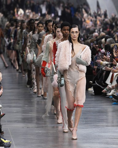 Bella Hadid and models on the catwalk
Fendi show, Runway, Autumn Winter 2022, Milan Fashion Week, Italy - 23 Feb 2022