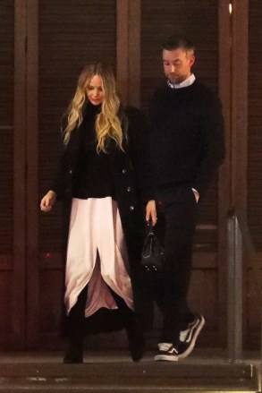 Los Angeles, CA  - *EXCLUSIVE*  - Jennifer Lawrence, 32, and husband Cooke Maroney, 38, are seen exiting Baltaire restaurant after having a low-key romantic dinner date in Los Angeles. The two spent almost 2 hours inside the high end establishment as they enjoyed each others company. The 32-year-old actress is wearing a white skirt, black knee high boots, a black sweater and a long black coat for warmth.Pictured: Jennifer Lawrence, Cooke MaroneyBACKGRID USA 2 MARCH 2023 USA: +1 310 798 9111 / usasales@backgrid.comUK: +44 208 344 2007 / uksales@backgrid.com*UK Clients - Pictures Containing ChildrenPlease Pixelate Face Prior To Publication*