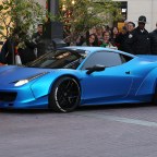 Justin Bieber leaves The Grove in his Ferrari in West Hollywood, California