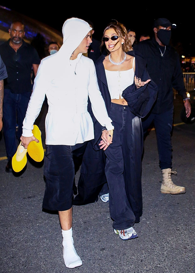 Hailey Bieber Wears Hoodie and No Pants With Justin Bieber