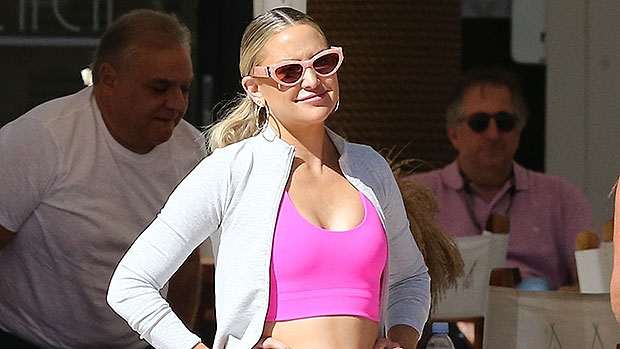 kate hudson stands out in hot pink crop top and leggings while attending a  yoga event at nikki beach in miami, florida-270222_2