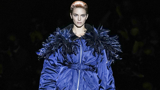 Kendall Jenner Walked the Prada Show in a Giant Puffer Coat and See-Through  Skirt