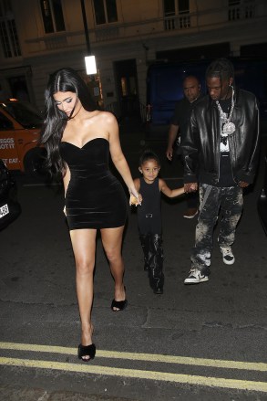 London, UNITED KINGDOM - Kylie Jenner, Travis Scott, and Stormi take over London as we catch them out for family dinner at Nobu Portman Square in London.Pictured: Kylie Jenner, Travis Scott and StormiBACKGRID USA 4 AUGUST 2022 BYLINE MUST READ: Old Boy's Club / BACKGRIDUSA: +1 310 798 9111 / usasales@backgrid.comUK: +44 208 344 2007 / uksales@backgrid.com*UK Clients - Pictures Containing ChildrenPlease Pixelate Face Prior To Publication*