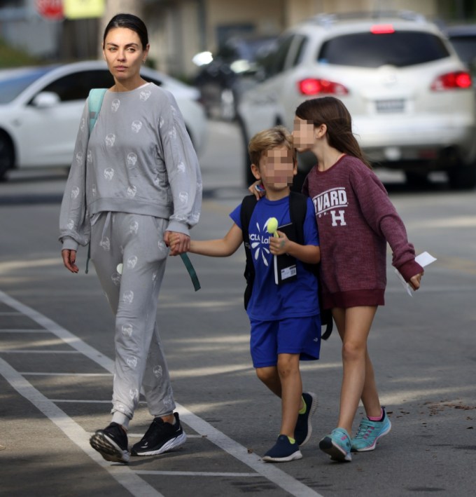 *EXCLUSIVE* Mila Kunis runs errands with her kids