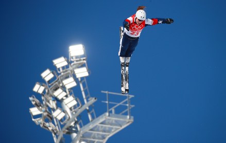 Ashley Caldwell of the US performs in the Women's Freestyle Skiing Aerials qualification at the Zhangjiakou Genting Snow Park at the Beijing 2022 Olympic Games, Beijing municipality, China, 14 February 2022
Freestyle Skiing - Beijing 2022 Olympic Games, Zhangjiakou, China - 14 Feb 2022