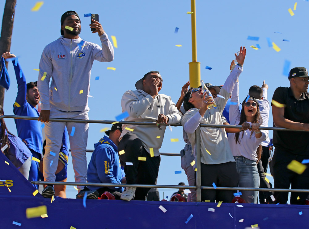 Los Angeles Rams Super Bowl Victory Parade, Los Angeles Coliseum's Olympic Plaza, California, USA - 16 Feb 2022