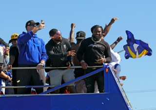 The Los Angeles Rams celebrate their Super Bowl championship with a victory parade held at the Los Angeles Coliseum's Olympic Plaza in South LA.
Los Angeles Rams Super Bowl Victory Parade, Los Angeles Coliseum's Olympic Plaza, California, USA - 16 Feb 2022