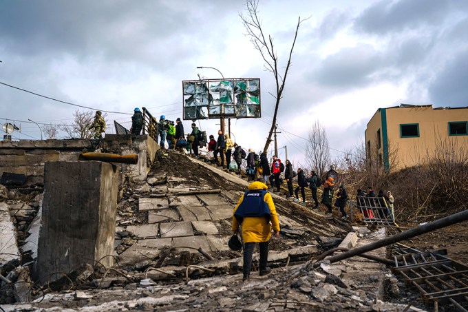 Civilians Walking In Ukraine