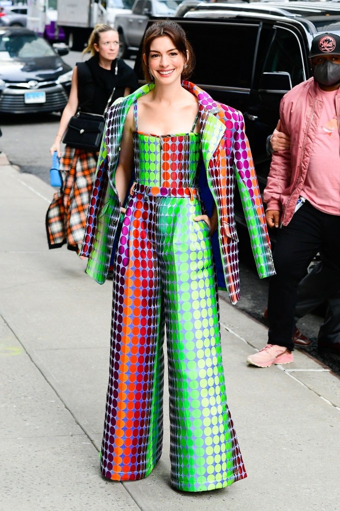 Anne Hathaway Neon Jumpsuit