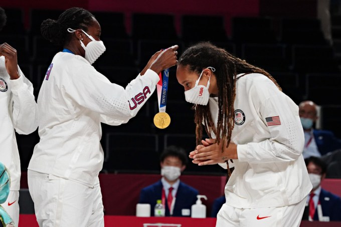Brittney Griner Receives A Gold Medal At The Toyko Olympics
