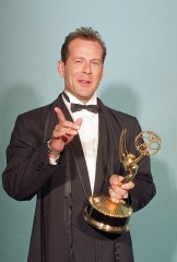 BRUCE WILLIS Bruce Willis proudly holds his Emmy for Best Actor in a Drama Series after he was honored by the Acadamy of Television Arts and Science at the Pasadena Civic Auditorium in Pasadena, Calif., on
BRUCE WILLIS EMMY AWARD, PASADENA, USA