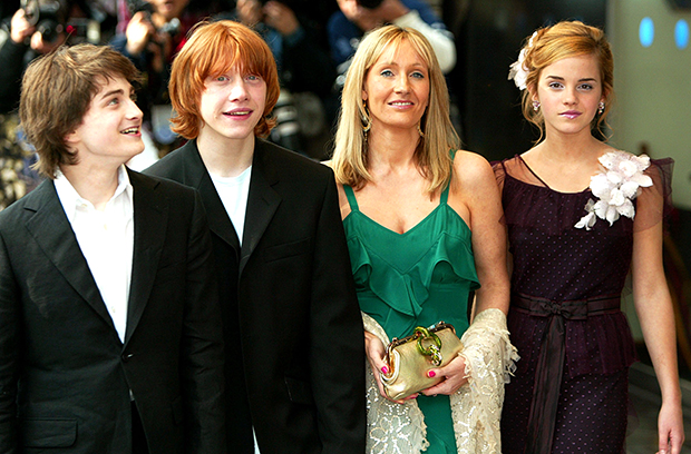 Daniel Radcliffe, Rupert Grint, J.K. Rowling, Emma Watson 