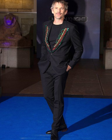 Ethan Hawke poses for photographers upon arrival for the special screening of Moon Knight at the British Museum in central London
Moon Knight Premiere, London, United Kingdom - 17 Mar 2022
Wearing Dolce & Gabbana