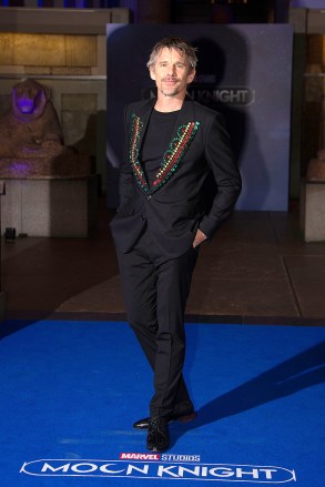 Ethan Hawke poses for photographers upon arrival for the special screening of Moon Knight at the British Museum in central London
Moon Knight Premiere, London, United Kingdom - 17 Mar 2022
Wearing Dolce & Gabbana