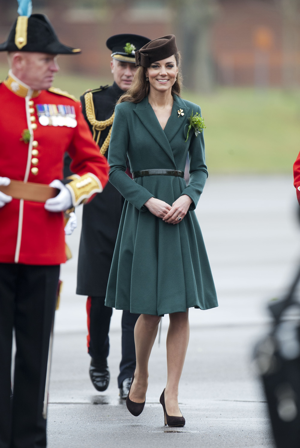 Catherine Duchess of Cambridge
Catherine Duchess of Cambridge Presenting Shamrock to 1st Battalion Irish Guards on St Patrick's Day, Aldershot, Britain - 17 Mar 2012
WEARING COAT BY EMILIA WICKSTEAD WORN BEFORE